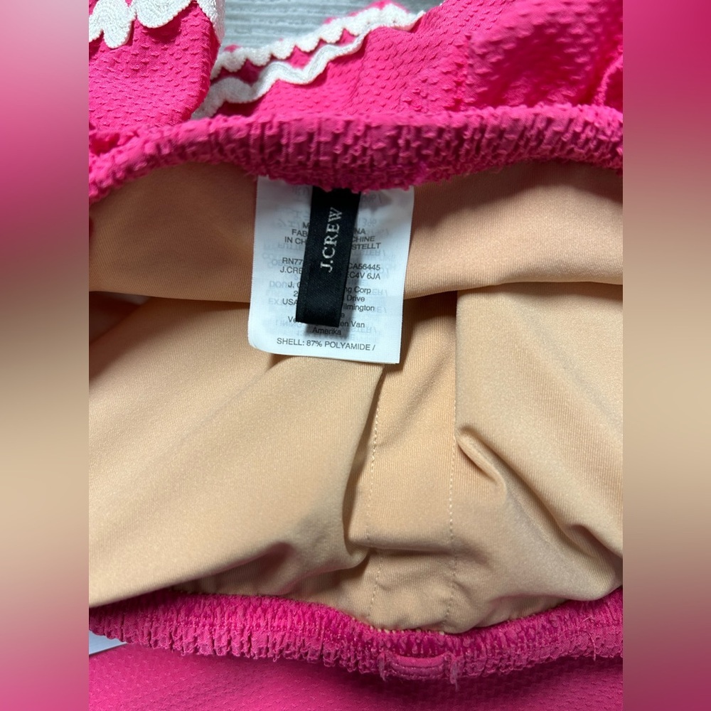 J. Crew Pink Ric Rac Ruffle One Piece Swim Suit Size 10 - Picture 4 of 6